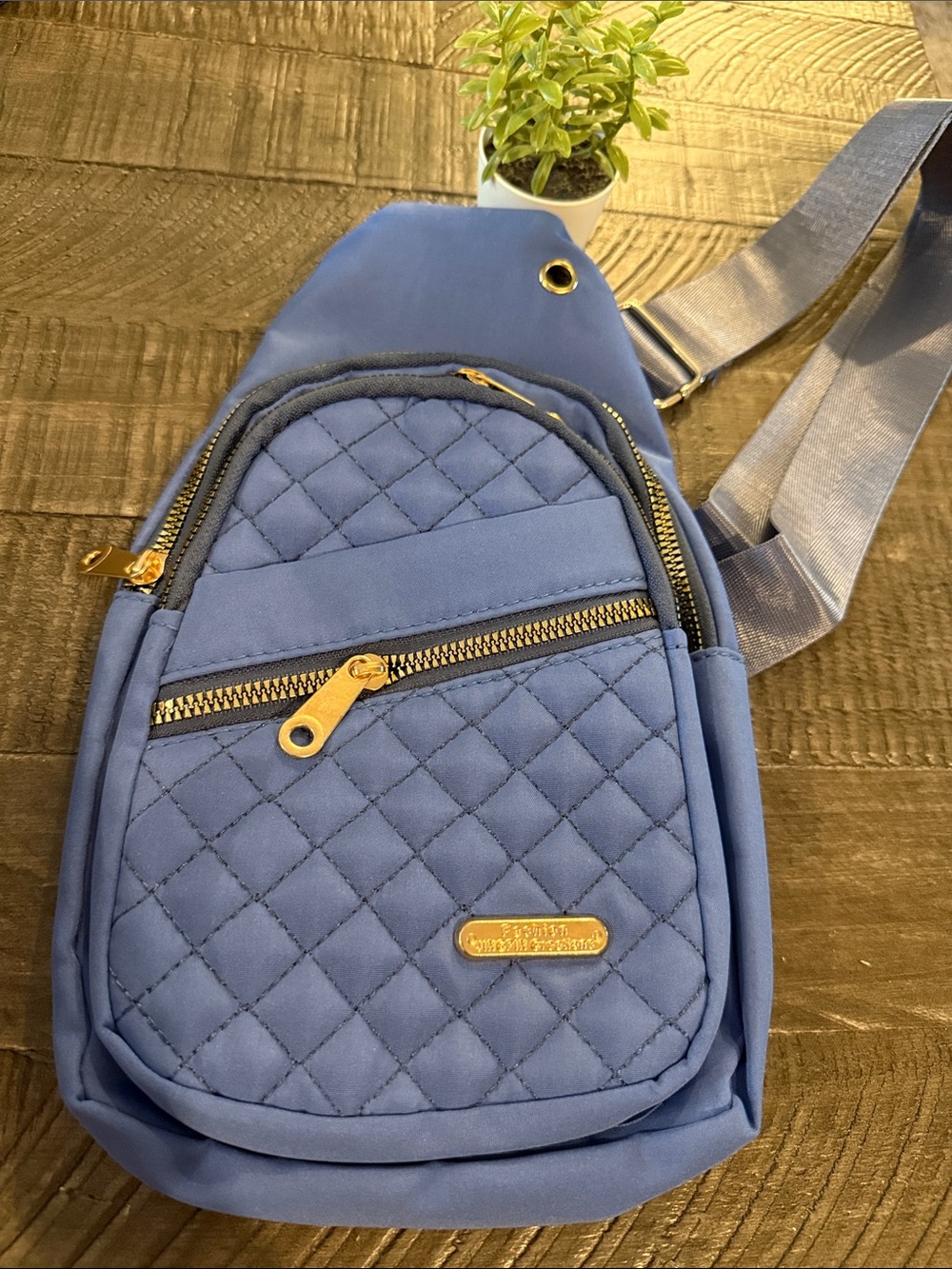 Blue Quilted Sling Bag for Men - Stylish Crossbody - New!
